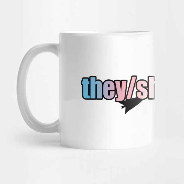 They/She & Trans - Pronouns with Arrow by Nellephant Designs